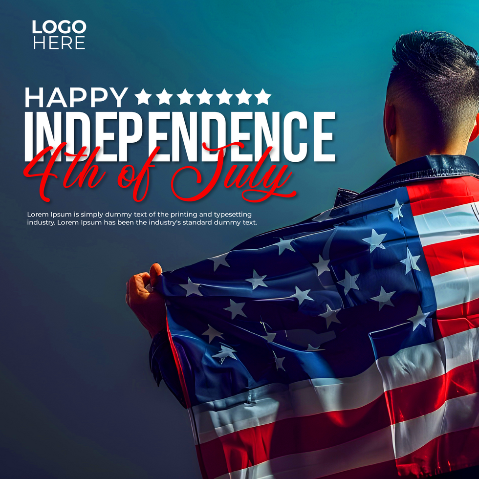 Attractive Man hold national American flag isolated on solid color background - psd