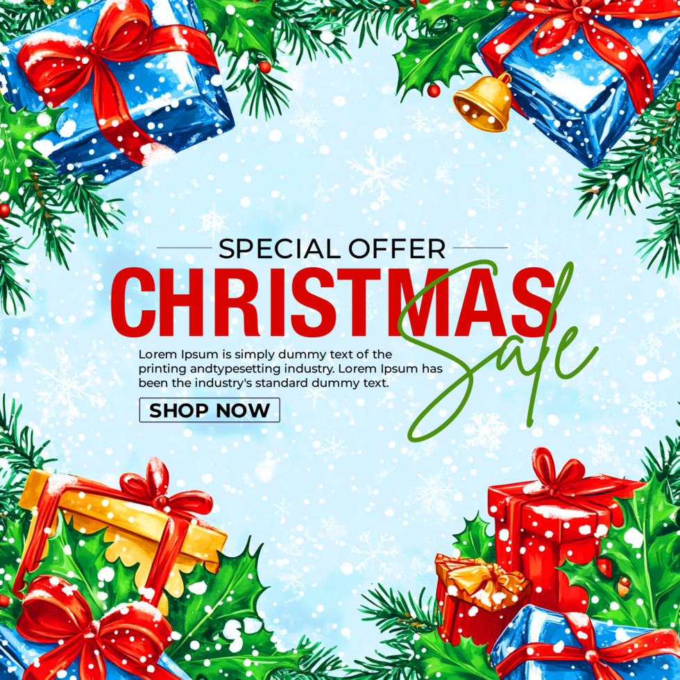 Snowy Christmas and New Year Festive Design psd