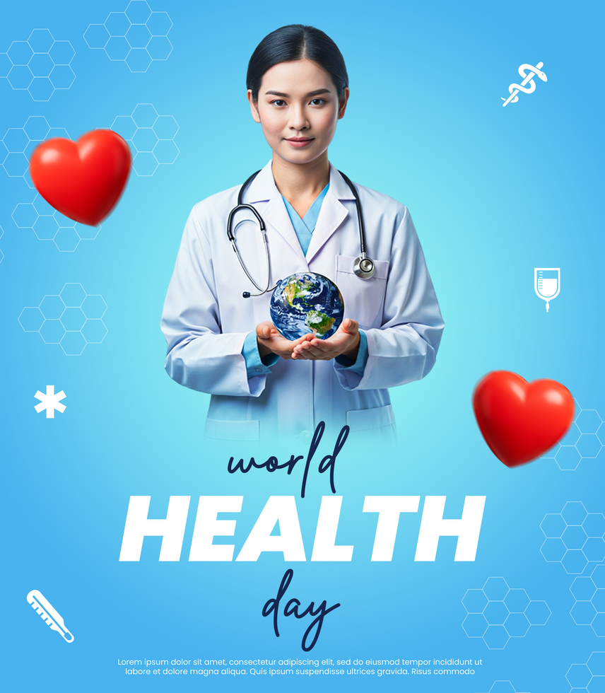 World Health Day Celebration Post with Care and Wellness Health Day Poster For social media Health Day psd