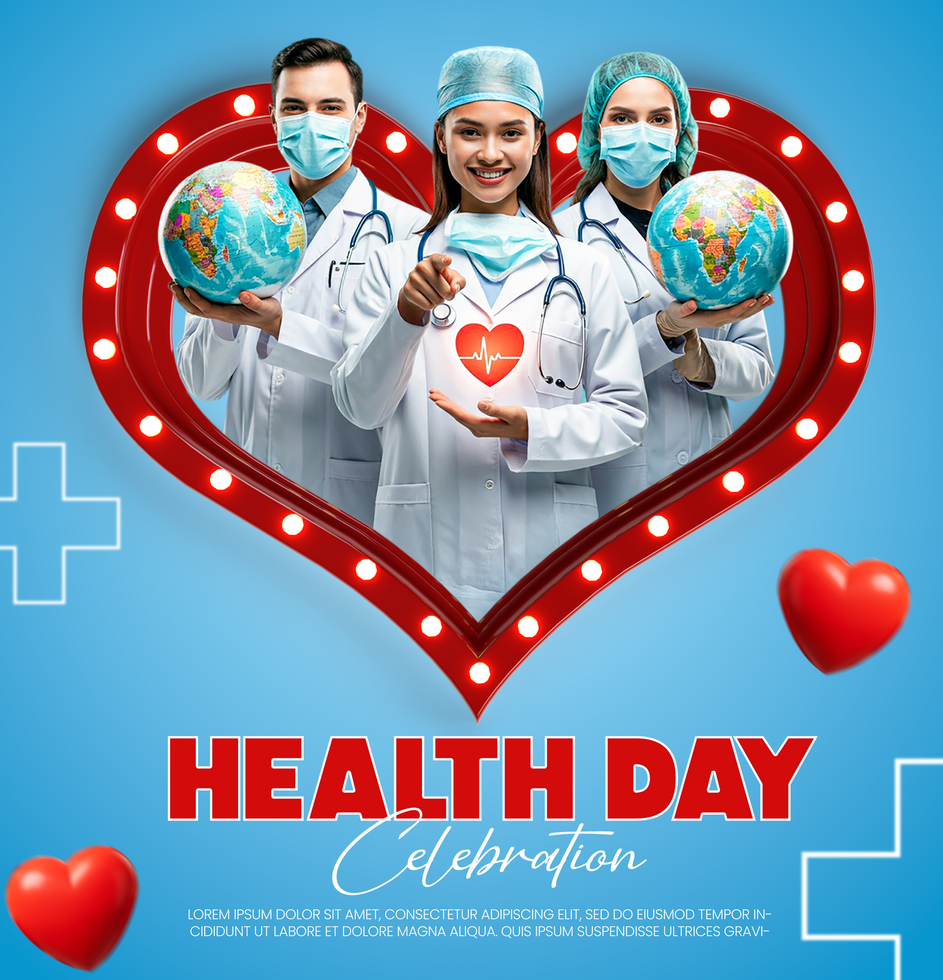 Health Day Poster With Heath Day Celebration Greeting Text Happy Health Day Advertisement Post psd