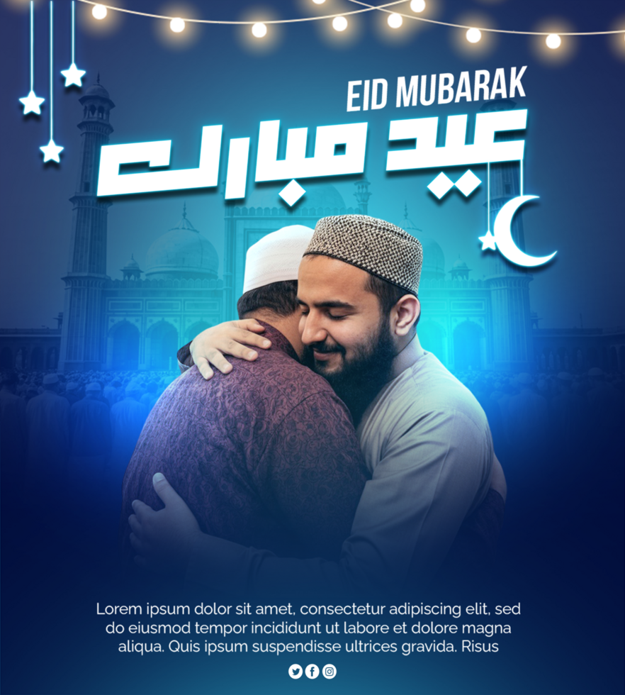 Happy Eid celebration poster template design for social media Eid Mubarak advertisement post psd