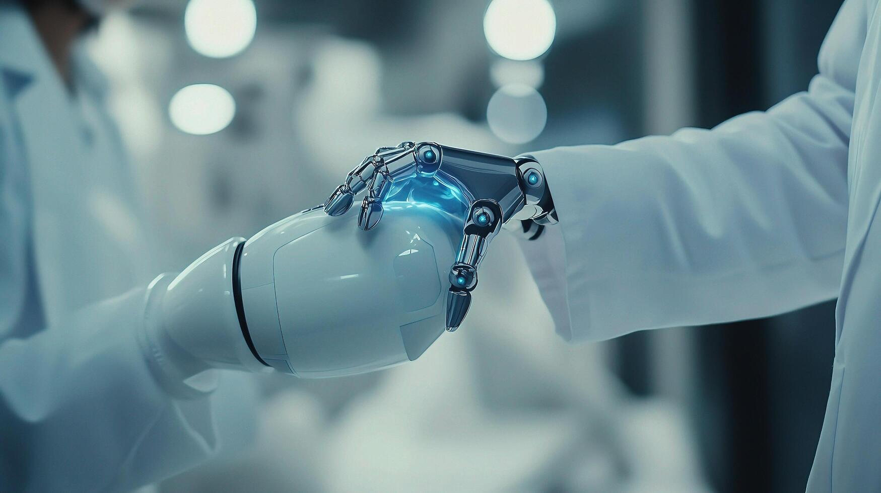 A robot hand holding a white object photo