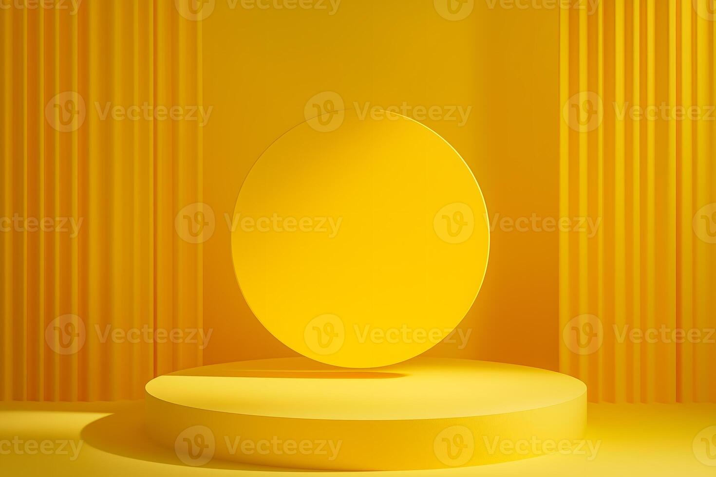 A yellow egg on a pedestal in front of a yellow background photo