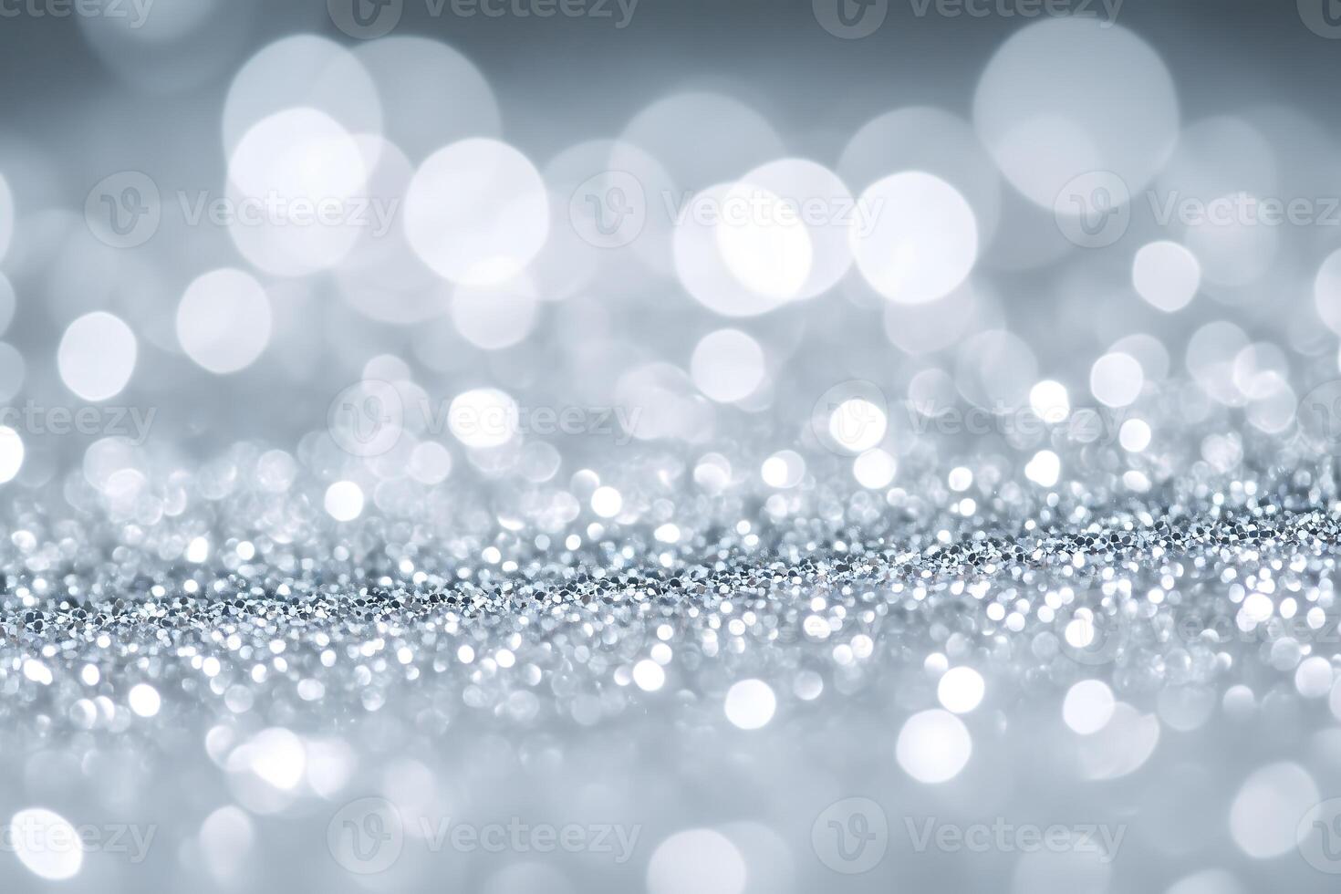 Silver glitter background with bokeh effect photo