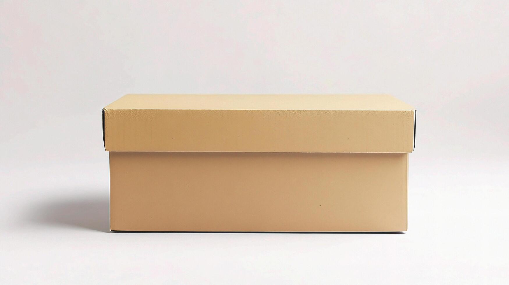 A brown cardboard box sitting on a white surface photo