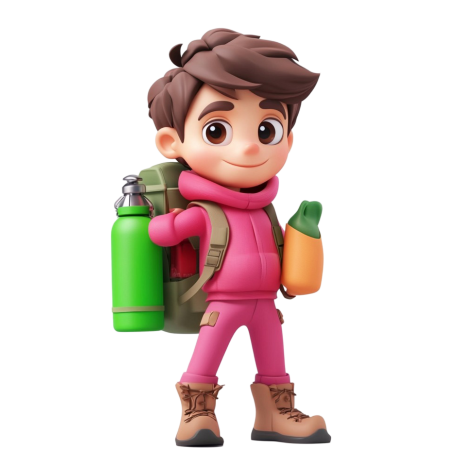 Cute Lego Character With Pink Jacket And Blue Jeans On Transparent Background png