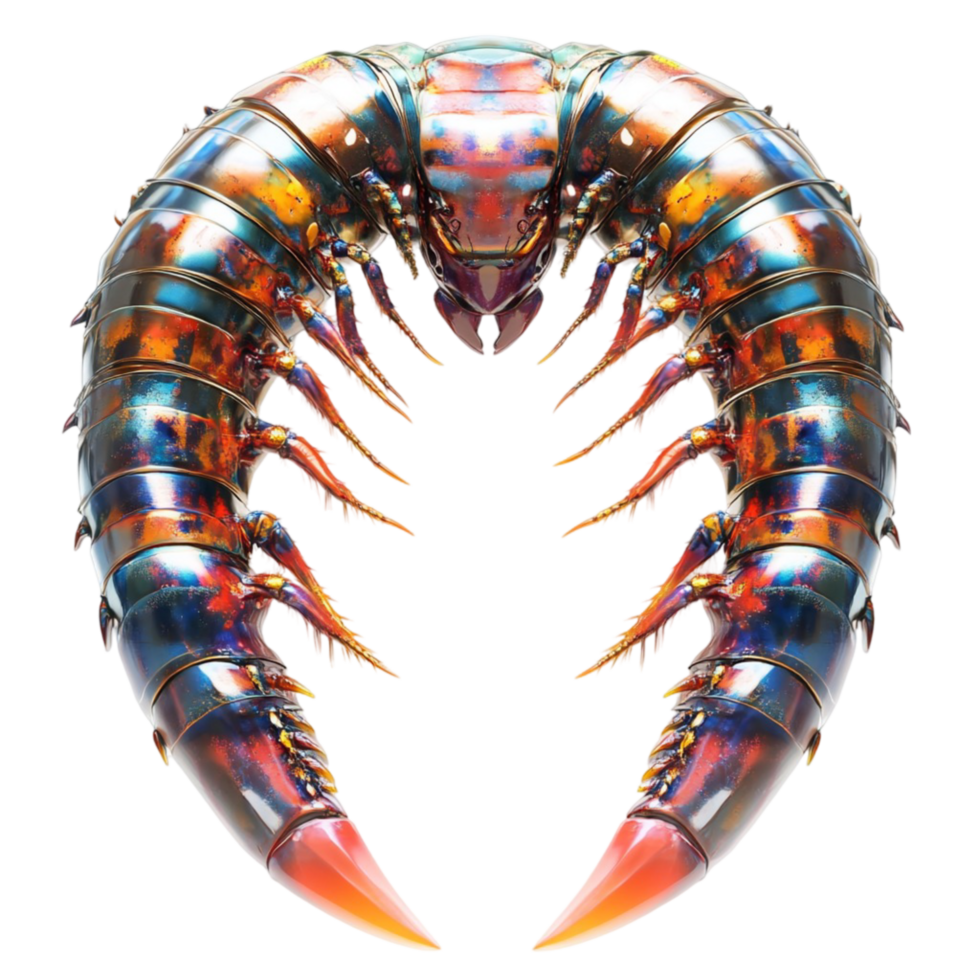 a large colorful insect with sharp claws on Isolated Transparent Background png