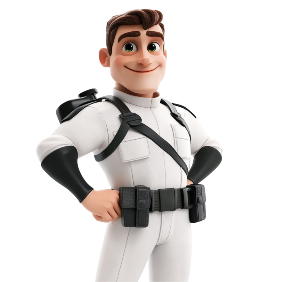 the character is wearing a white uniform and has a black belt Isolated On Transparent Background png