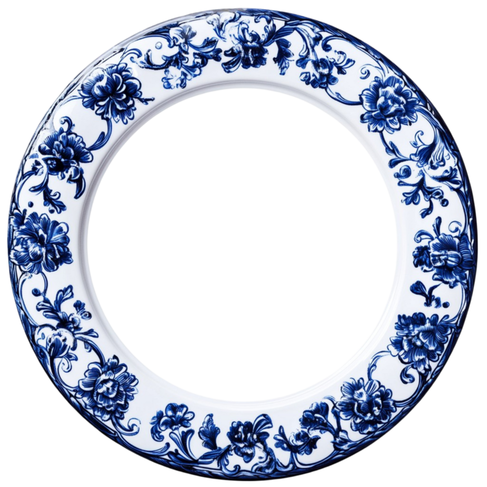 Decorative Round Ornament Ceramic Tile Pattern For Plates Isolated Transparent Background png