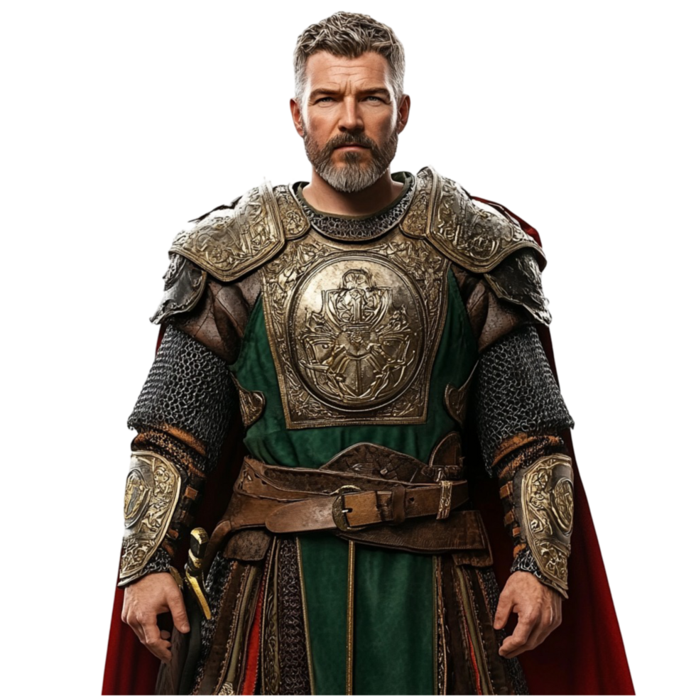Medieval Knight Warrior Holding Sword On Isolated Transparent Background png