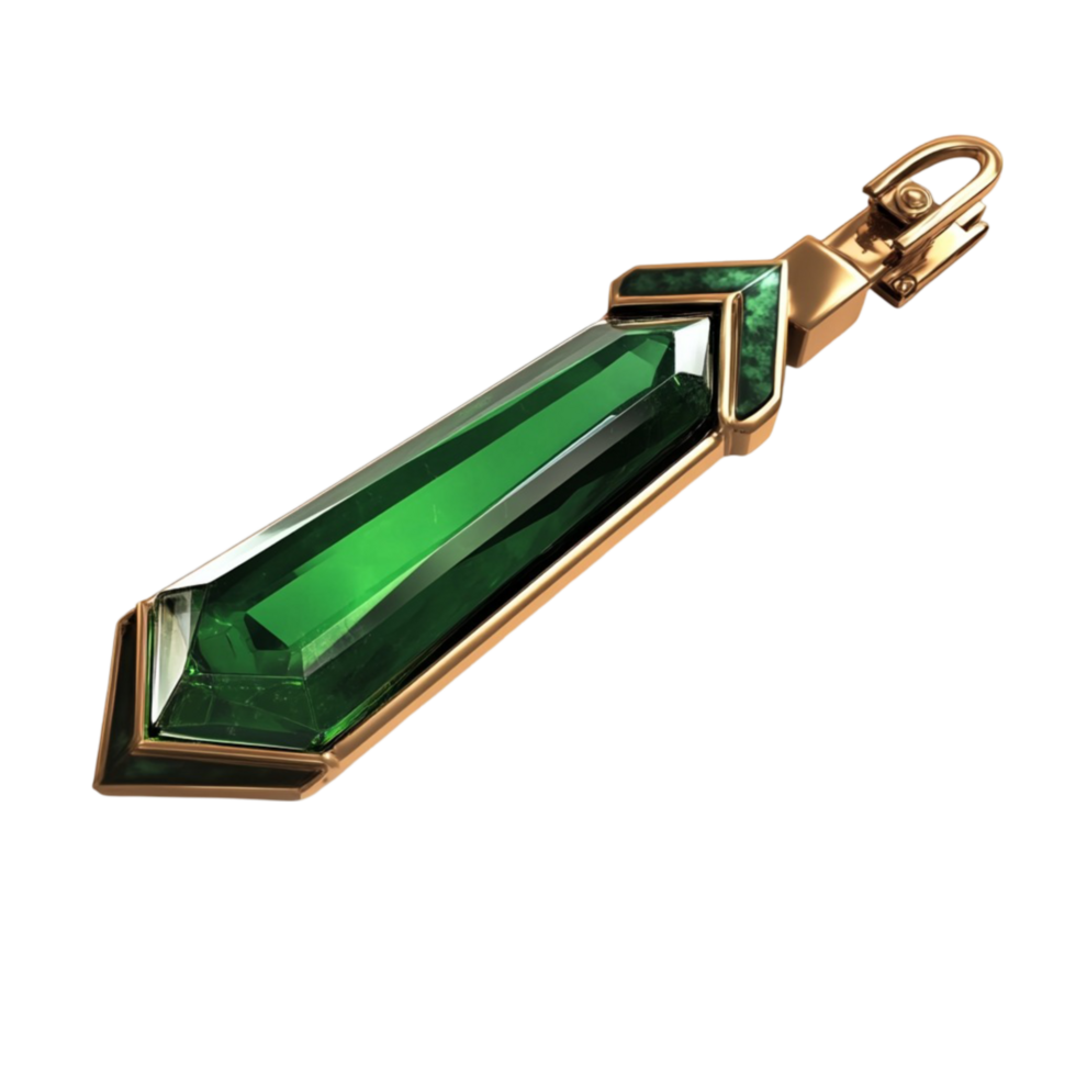 Elegant Green Stone Pendant With Gold Chain Isolated On Transparent Background png