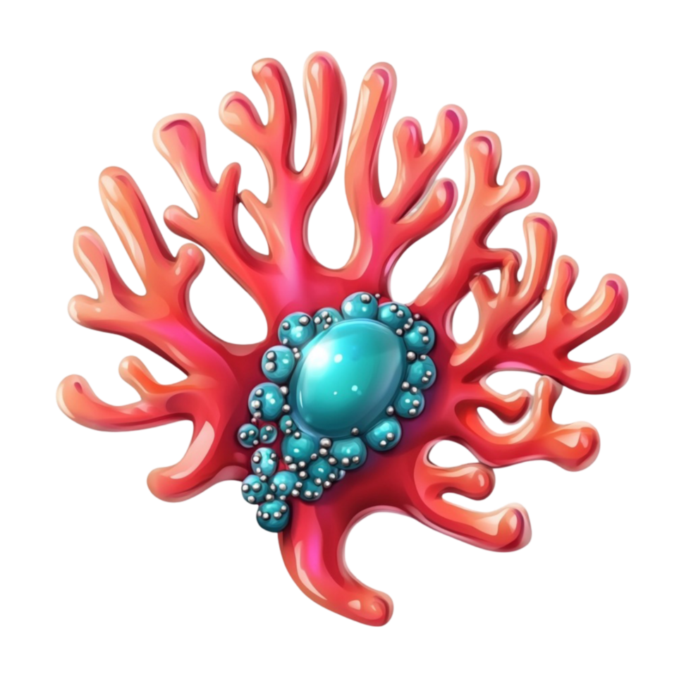 a coral with turquoise stones Isolated On Transparent Background png