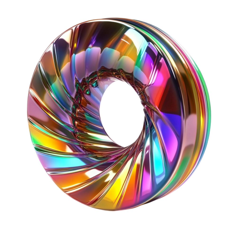 Holographic Flowing Shape Abstract Design Gradient Transparent Background png