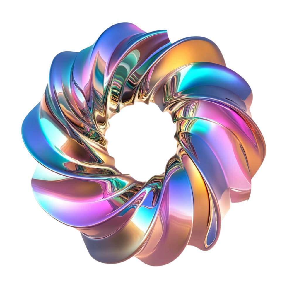 Holographic flowing shape Transparent Background png