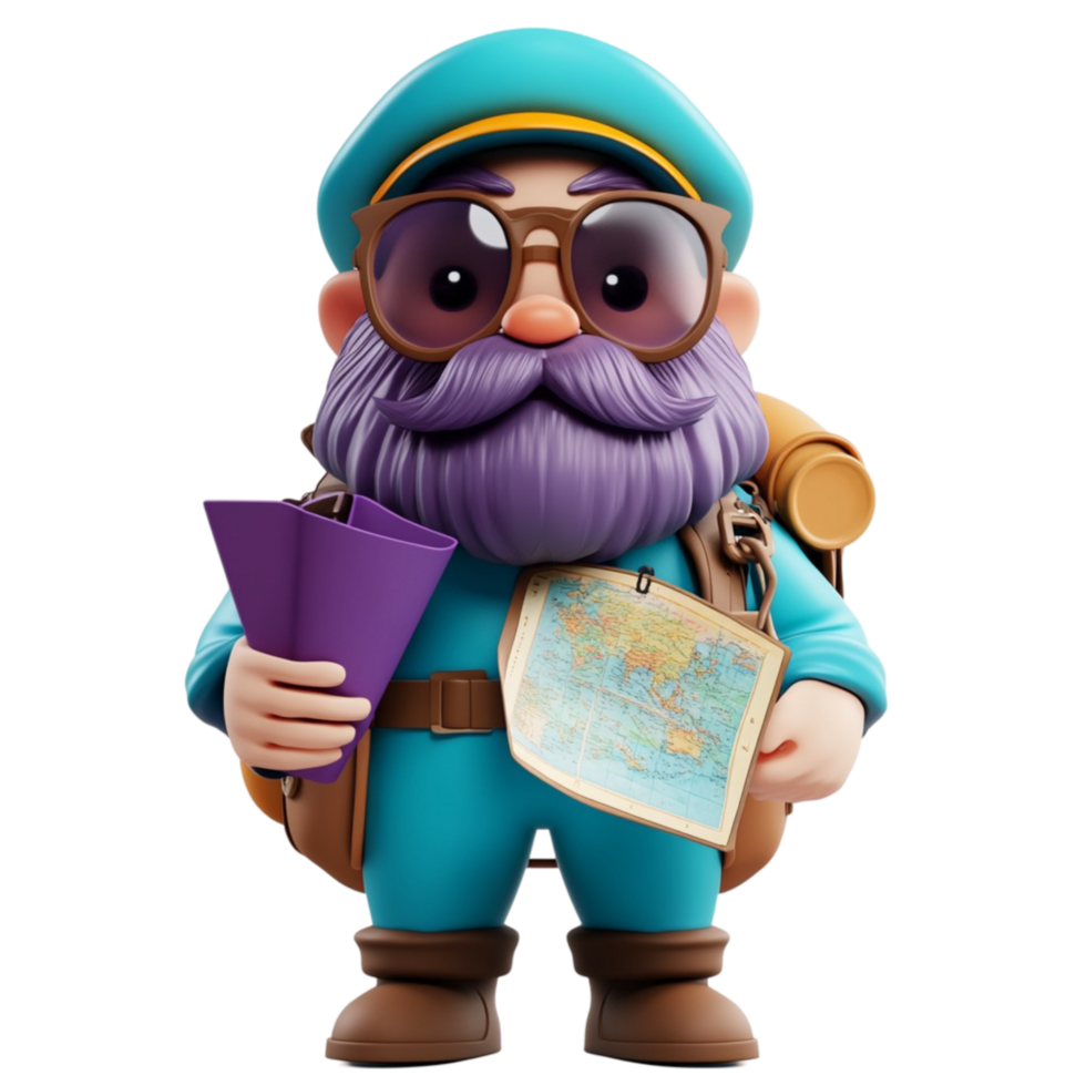Bearded Cartoon Character With Glasse isolated on transparent background png