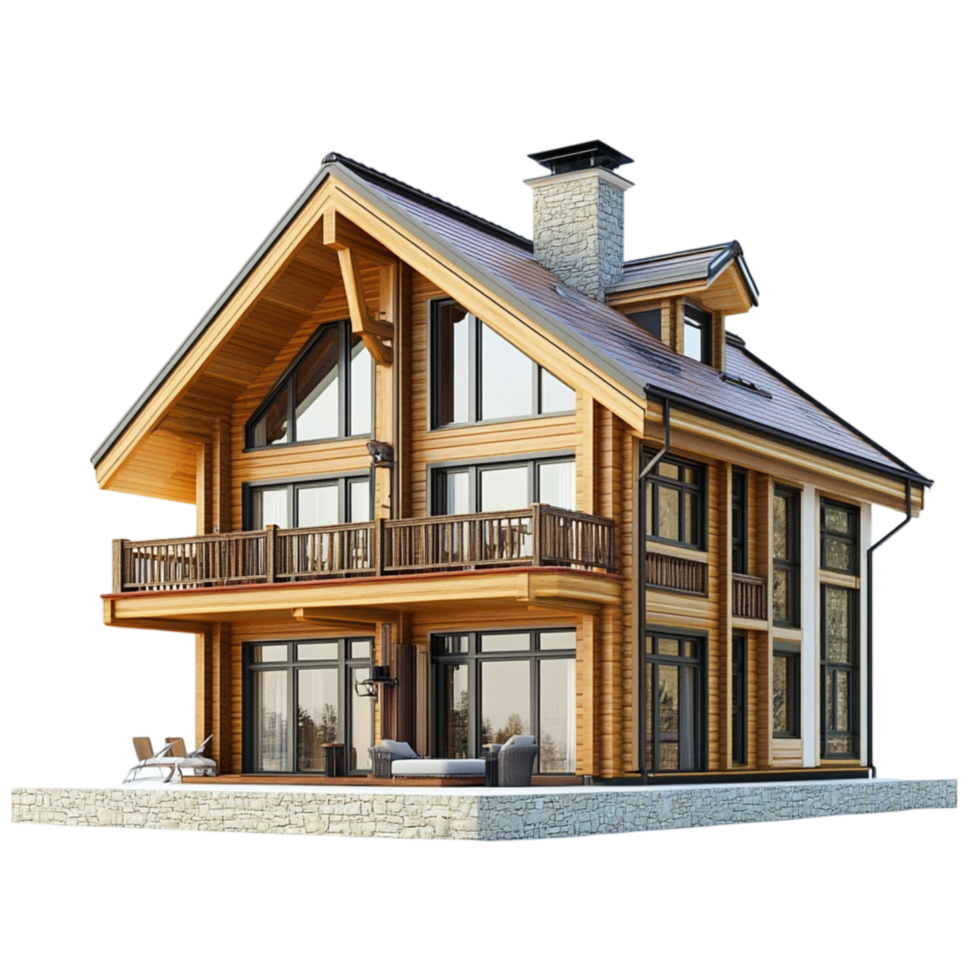 Rustic Wooden Log Cabin Front View Isolated Transparent Background png