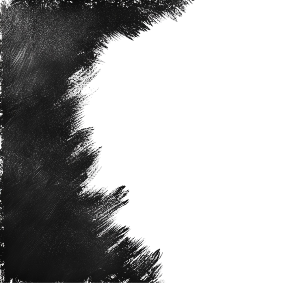 Abstract design with black paintbrush strokes isolated on transparent background png