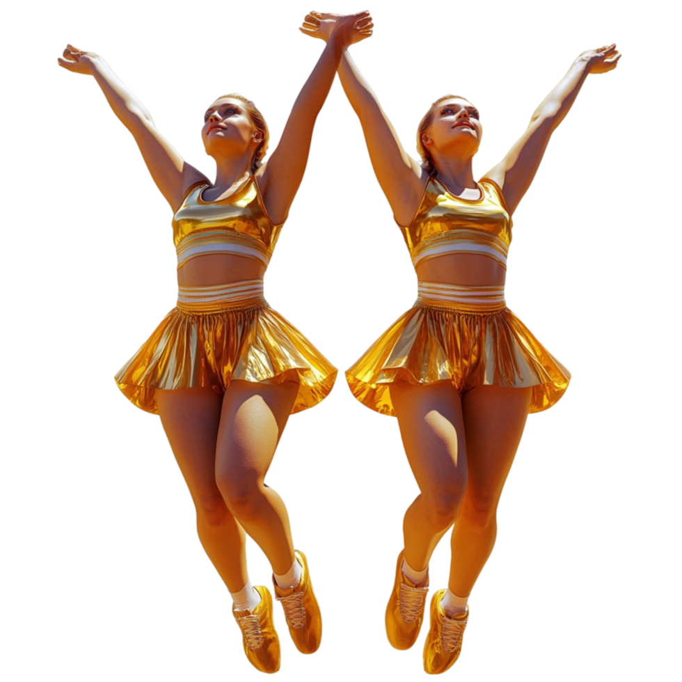 Young Confident Cheerleader Celebrating with Pompoms isolated on transparent background png
