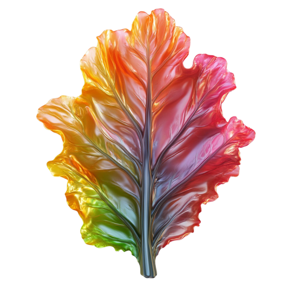 A leaf of a tree with a pattern of leaves isolated on transparent background png