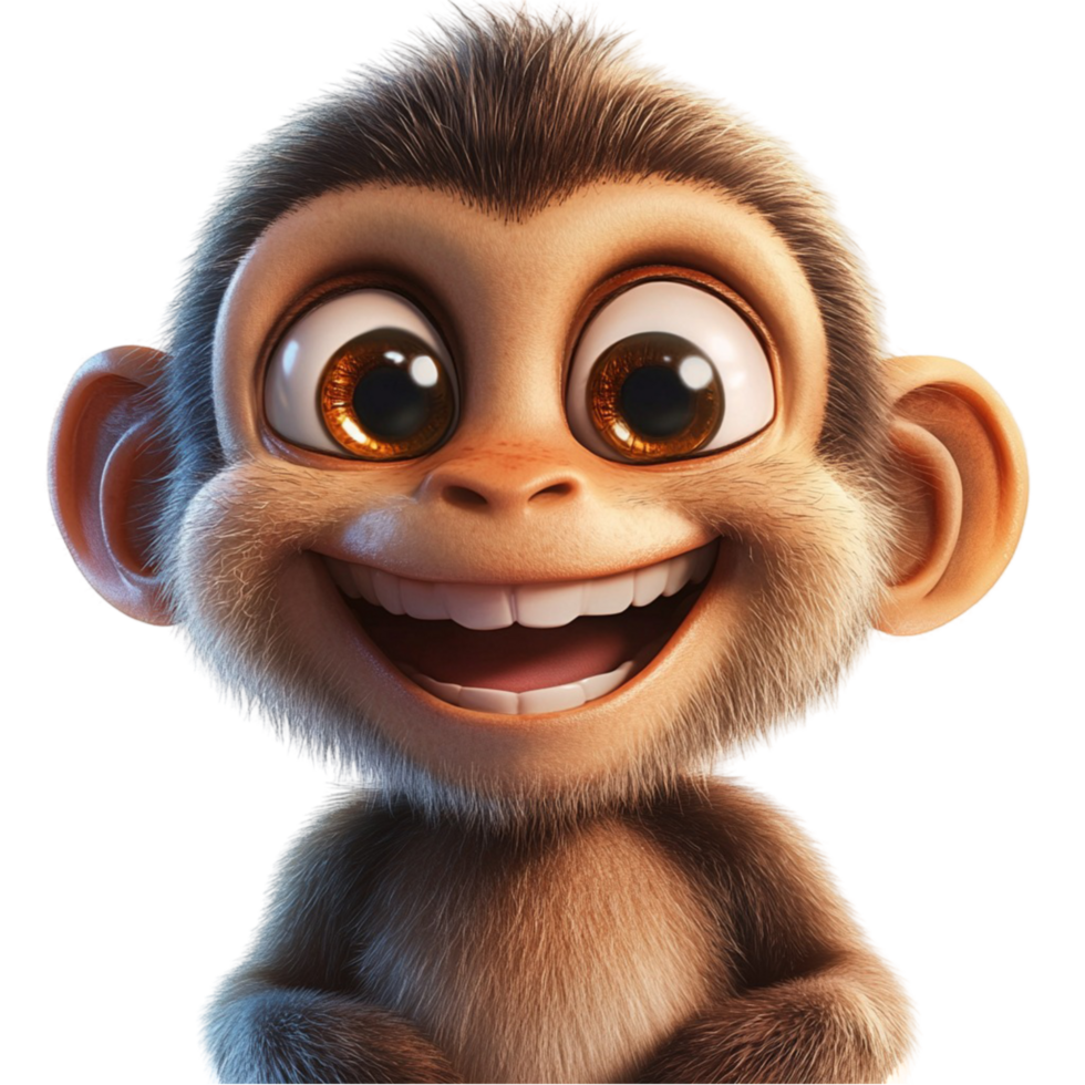 Cute Monkey Smiling Cheerful Expression Isolated Transparent Background png