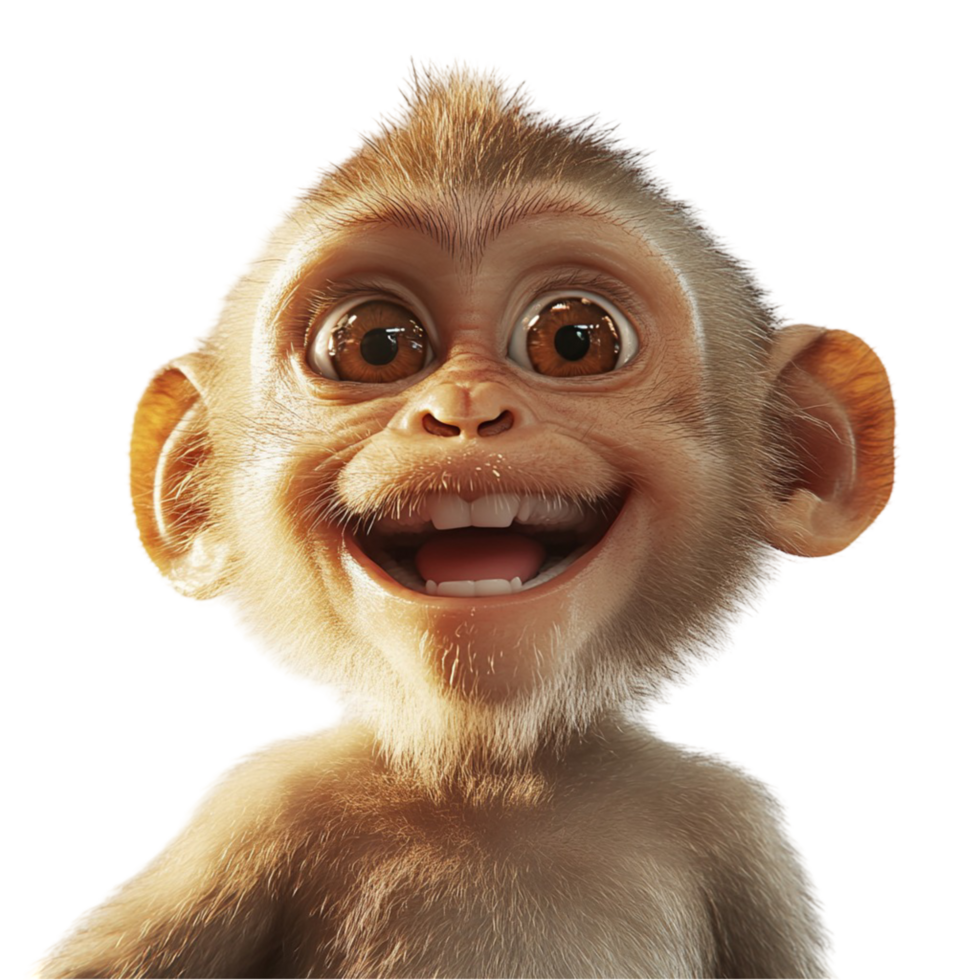 Monkey face with cute expression on transparent background png
