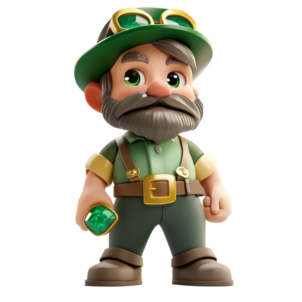 Cute cartoon Leprechaun character laughing and giving thumb isolated on transparent background png