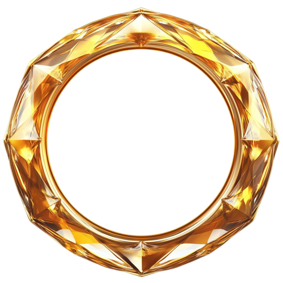 Elegant Golden Circular Frame with Intricate Detailing png