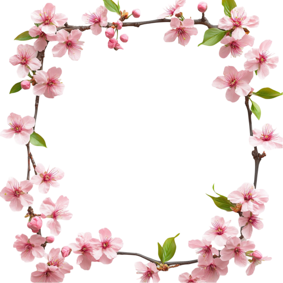 Delicate Pink Blossom Wreath Frame Transparent Design png