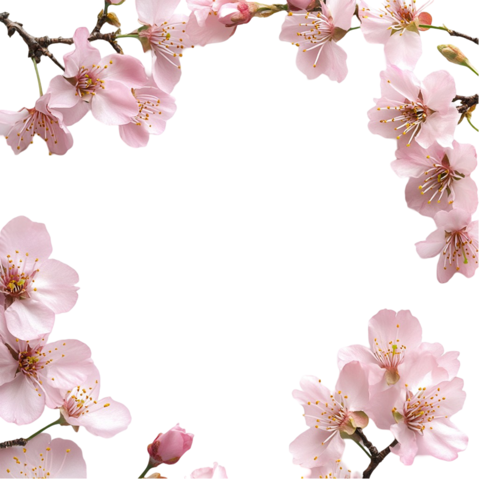 Beautiful Sakura Blossom Frame Isolated On Transparent png