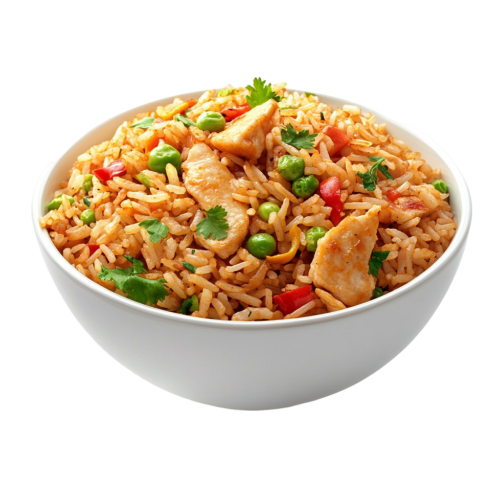 Delicious Spiced Chicken Pulao Isolated Transparent Background png