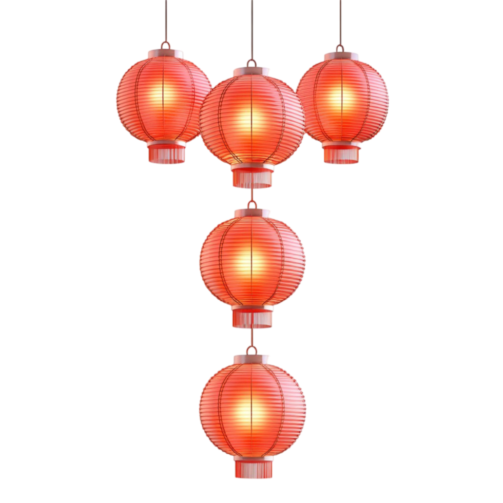 Chinese Red Lanterns Hanging Festival Decoration Isolated Transparent Background png