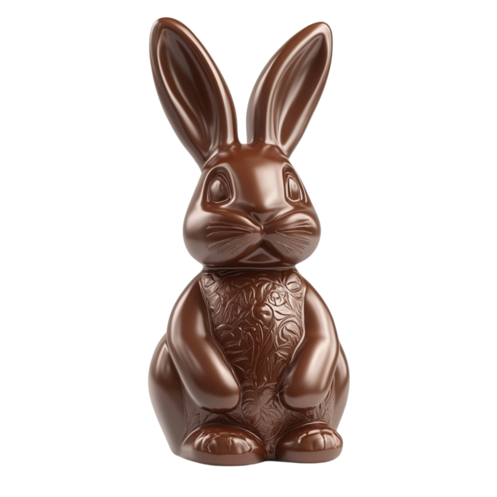 Chocolate Bunny Sculpture Easter Treat Transparent Background png