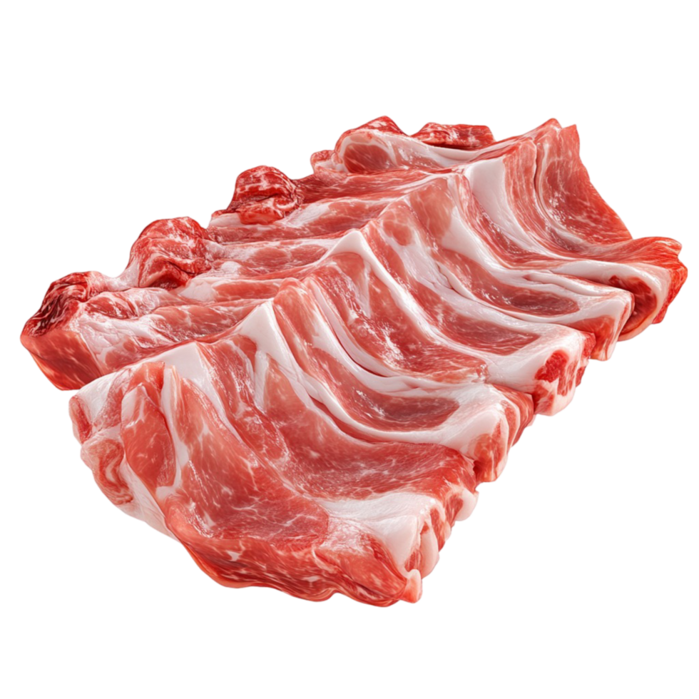Unique pork belly raw meat isolated on transparent background png