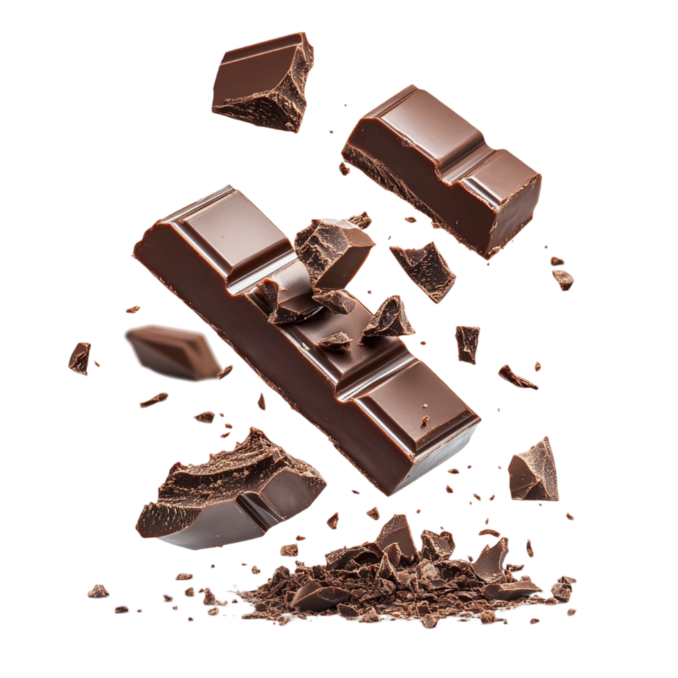 Dark Chocolate Pieces Isolated Transparent Background png