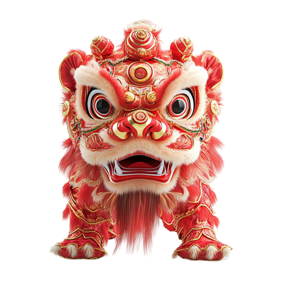 Vibrant Lion Dance Celebration Illustration Transparent Background png