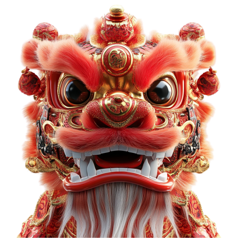 Chinese dragon dance puppet with bold colors and patterns isolated on Transparent Background png