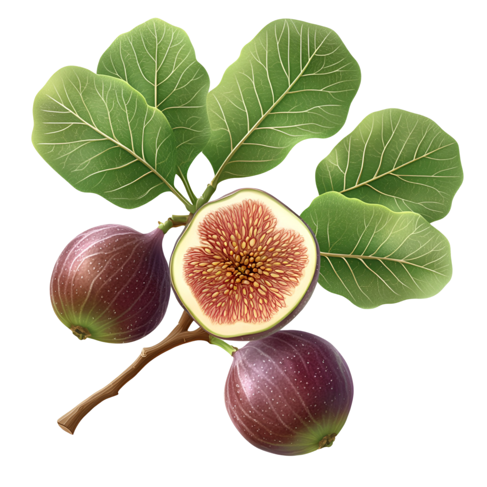 Fresh Figs With Leaves On Transparent Background png