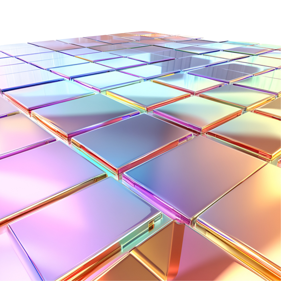 Iridescent Square Tiles Abstract Background Transparent Background png