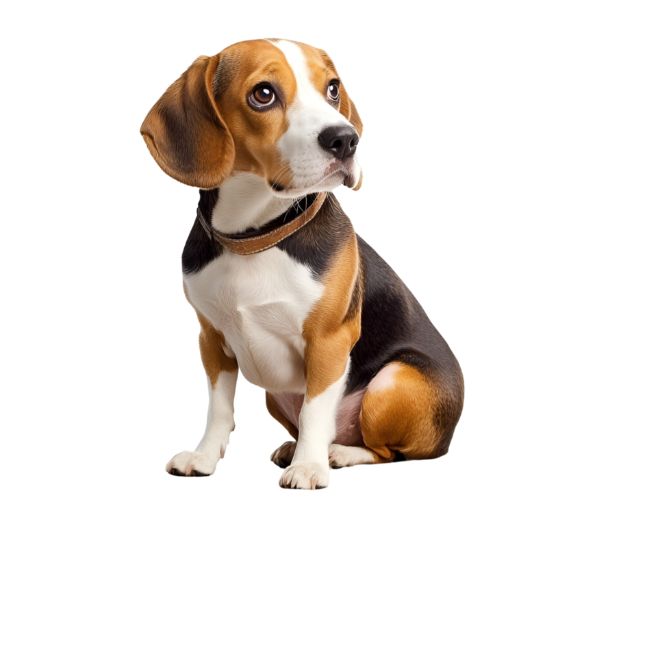 Happy excited beagle dog in active pose isolated background png
