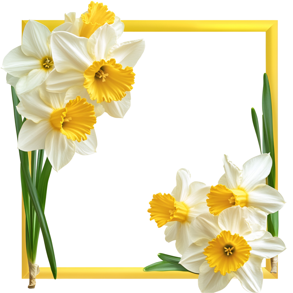 Beautiful bouquet of white and yellow daffodils arranged elegantly brightening isolated transparent background png