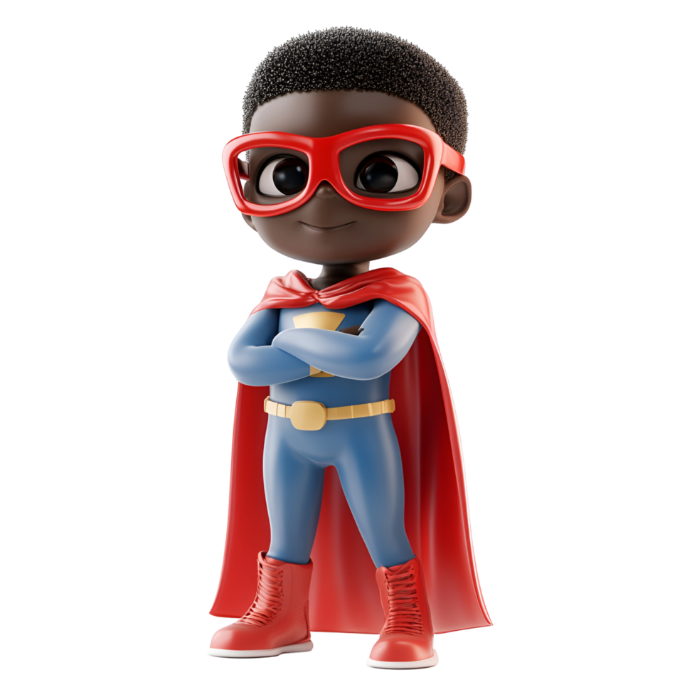 Cute super hero holding shield cartoon isolated on transparent background png