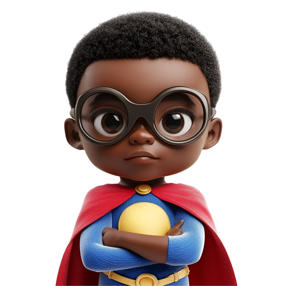 Brave Super Kid Hero Character Isolated Transparent Background png