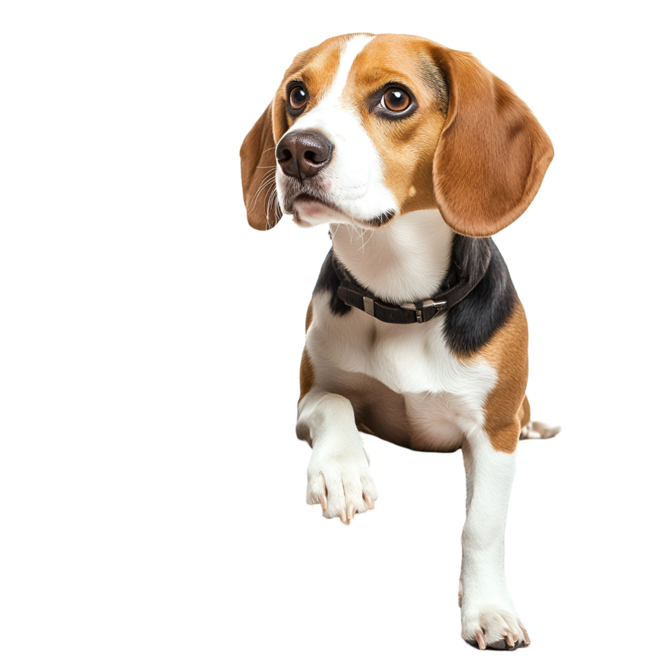 Cute beagle dog smiling with tongue out on isolated transparent background png