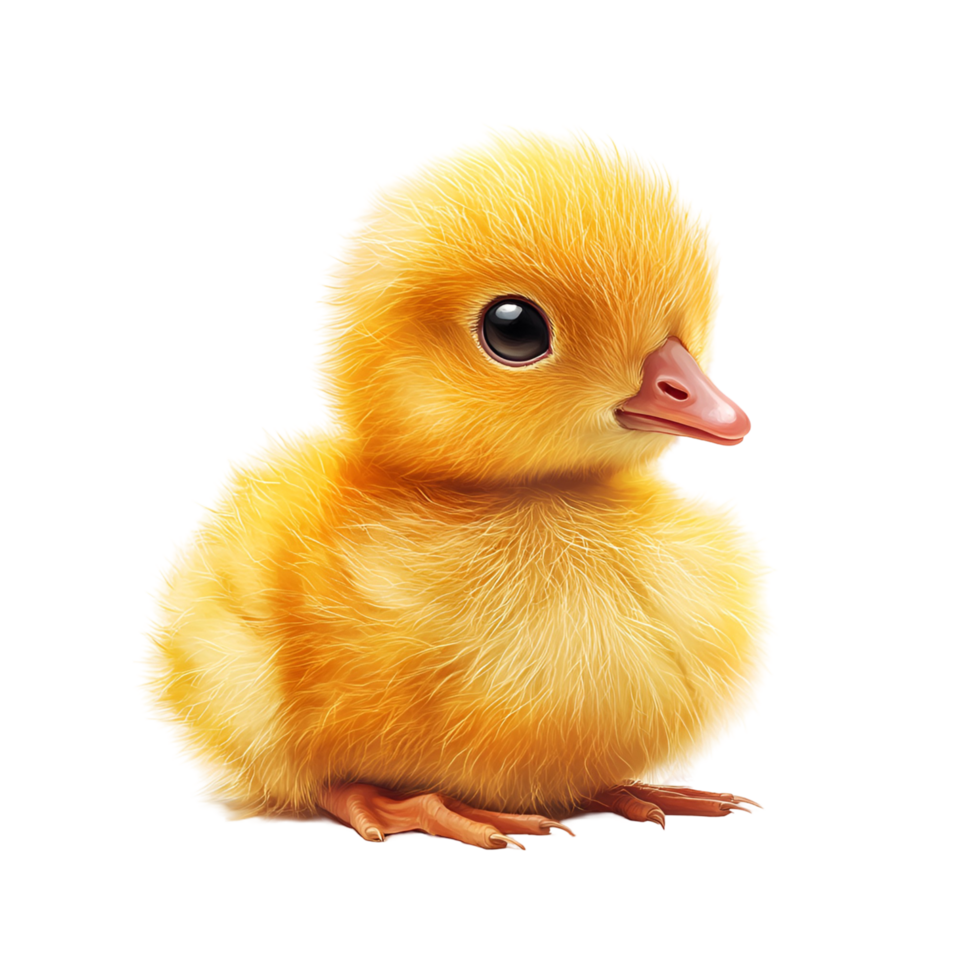 Cute Yellow Duck With Black Eye And Orange Foot Isolated On Transparent Background png