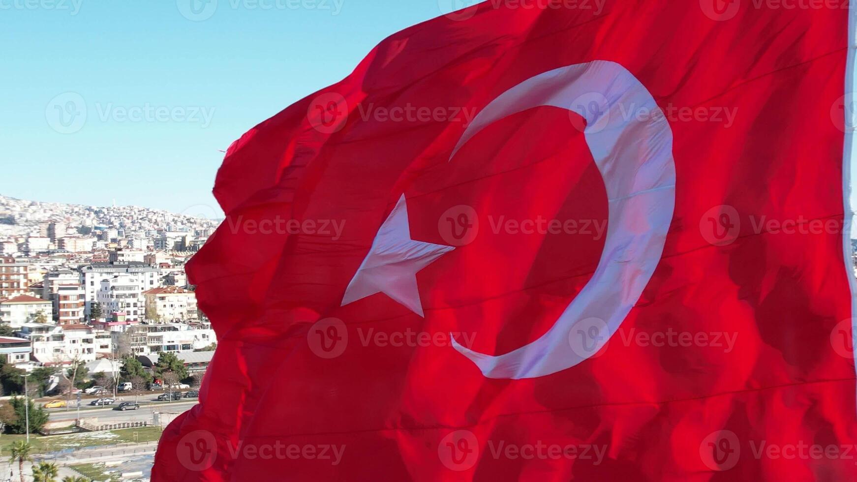 Turkish Flag Drone View photo