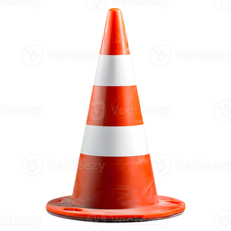 Vibrant Orange Traffic Cone Stands Tall as Safety Marker on the Road png