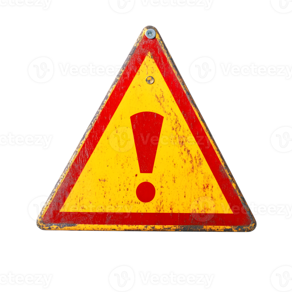 Vibrant Warning Sign with Exclamation Mark Triangle Symbol Highlighting Caution and Safety Awareness png