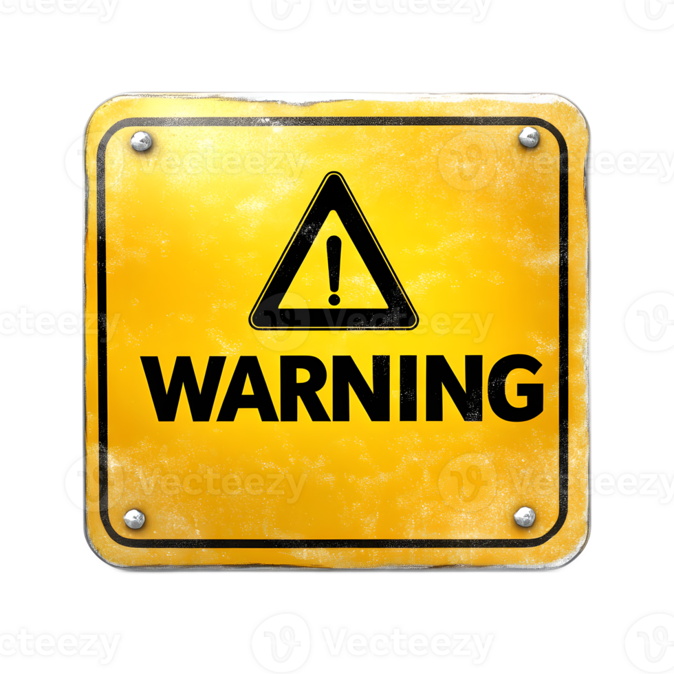 Yellow Triangular Warning Sign with Exclamation Mark Graphic png