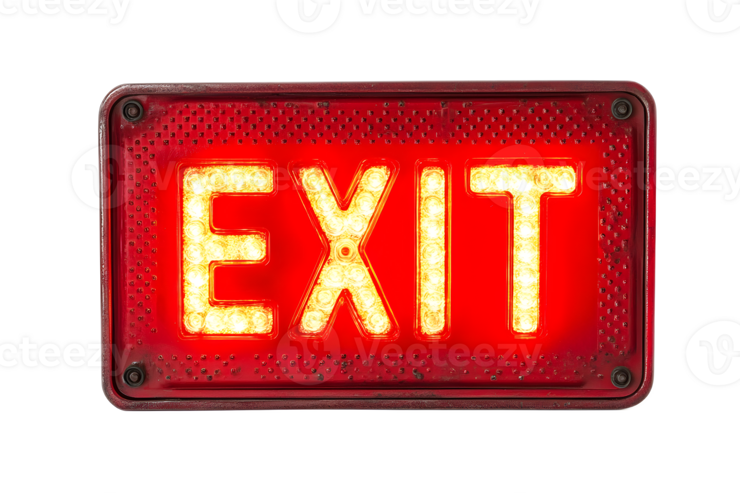 Illuminated Red LED Exit Sign for Emergency Escape and Safety Guidance png