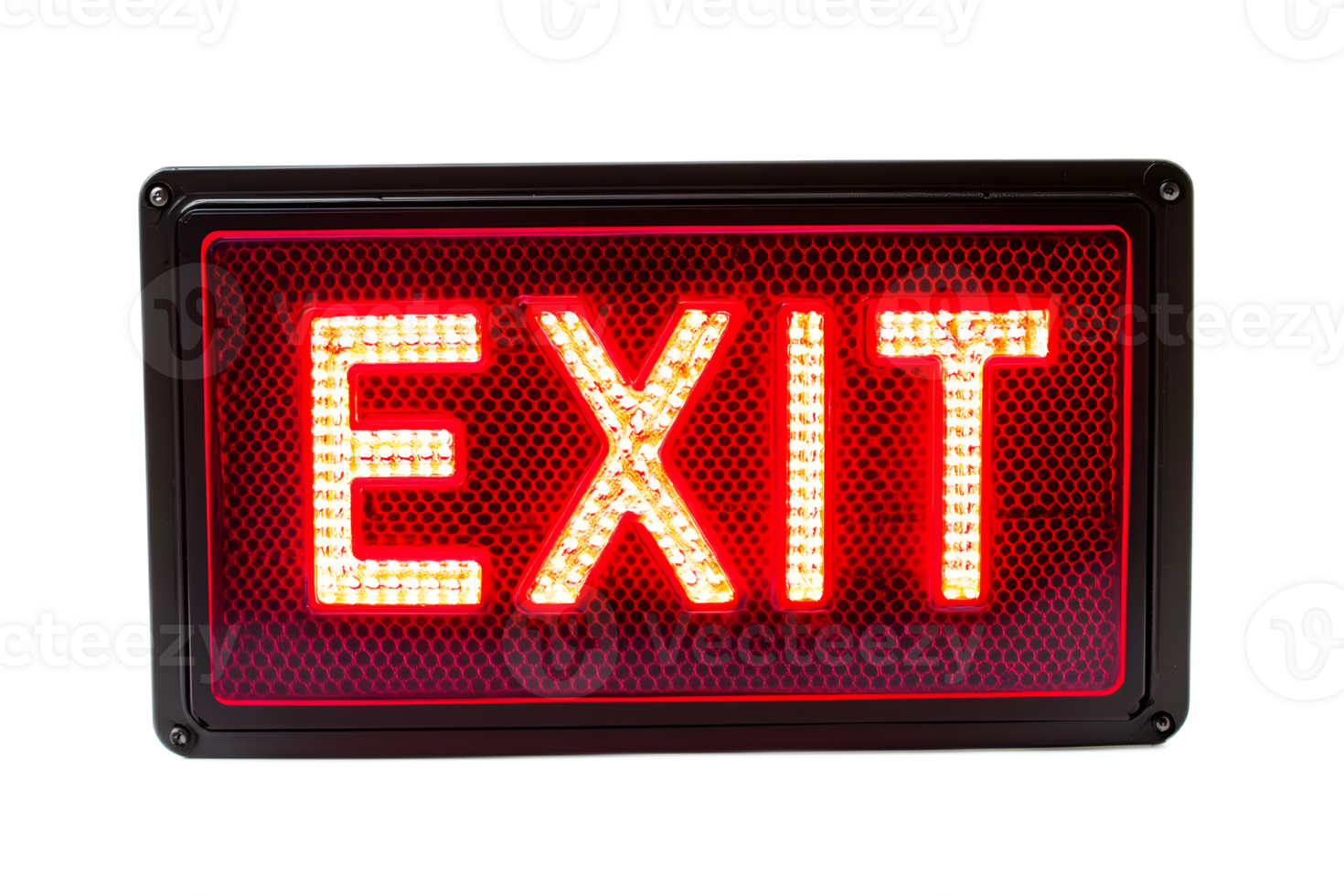 Bright Red LED Exit Sign Illuminating Emergency Guidance in Building png